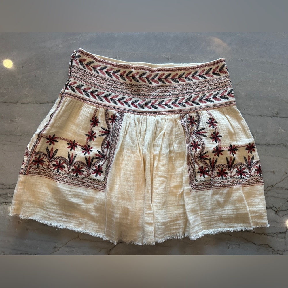 Isabel Marant Étoile Embroidered Cream ‘Vera’ Skirt, Size FR36 (US 2/4)